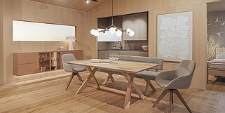Essgruppe Modell Puro mit Holzgestell und Polsterung