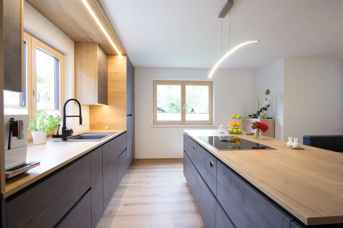 Küche Betonoptik und Eiche