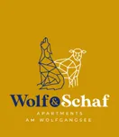 Logo von Wolf & Schaf Apartments am Wolfgangsee mit stilisiertem Wolf und Schaf