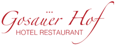 Logo von Gosauer Hof Hotel Restaurant in roter Schrift