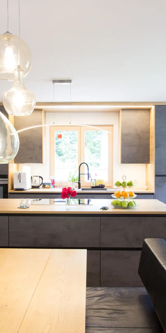 Küche Betonoptik und Eiche